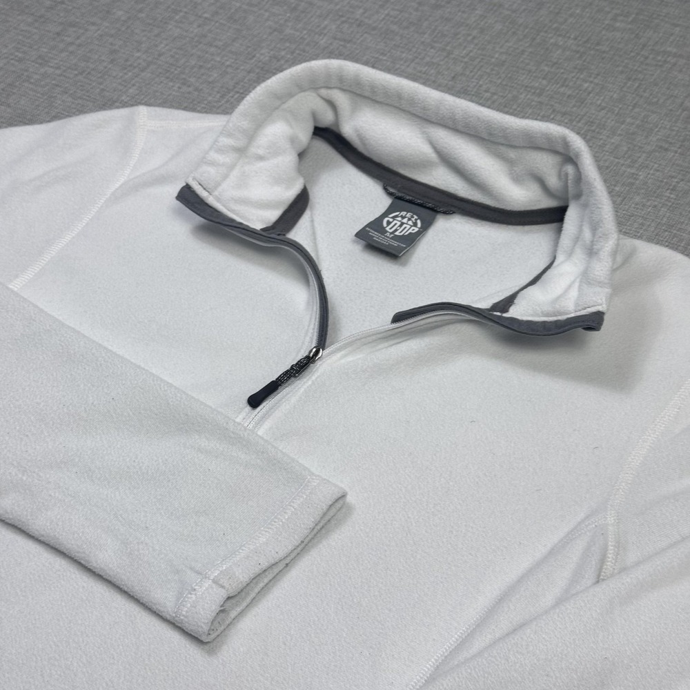 REI Co-op 1/4 Zip Pullover Womens M White Mock Neck Fleece Thermal Activewear
